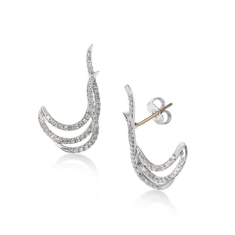 Multi Swirl Diamond Earrings, 14K White Gold