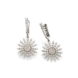 Diamond Starburst Dangle Earrings, 14K White Gold