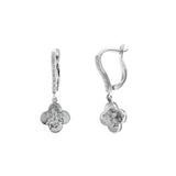 Diamond Flower Drop Earrings, 14K White Gold
