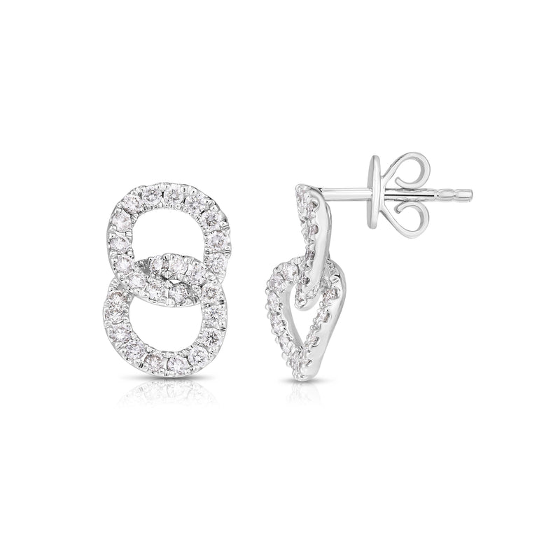Diamond Interlocking Circles Drop Earrings, 14K White Gold
