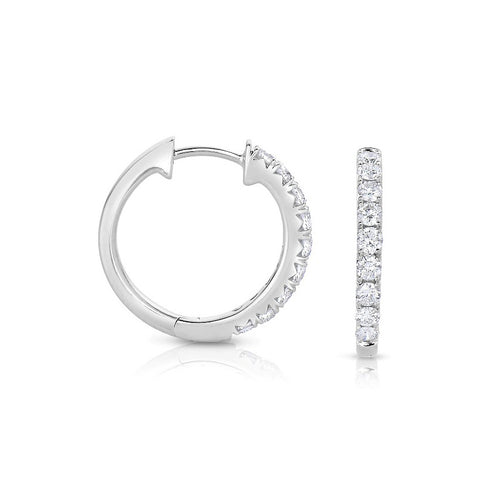 Diamond Hoop Earrings, .25 Carat, 14K White Gold