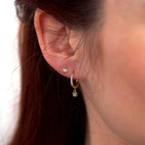 Diamond Petite Huggie Dangle Earrings, 14K Yellow Gold