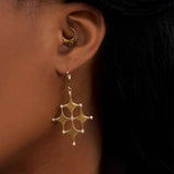 Satellite Dangle Earrings with Diamonds, 14K Yellow Gold