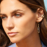 Paperclip Dangle Earrings with Diamond Accent, 14K Yellow Gold