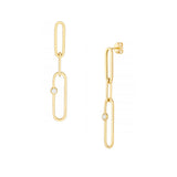 Paperclip Dangle Earrings with Diamond Accent, 14K Yellow Gold