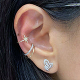 Diamond Two Strand Ear Cuff Single Earring, 14K Yellow Gold