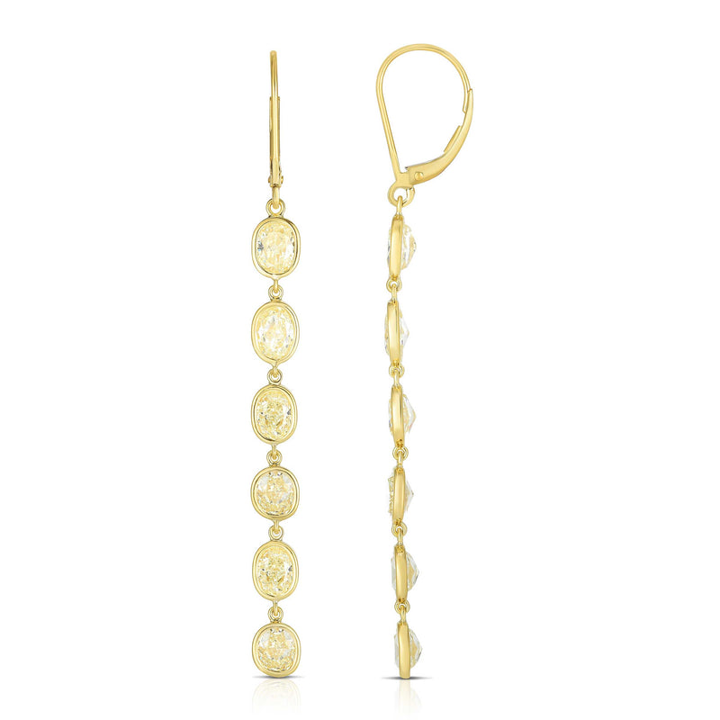 Fancy Yellow Diamond Dangle Earrings, 18K Yellow Gold