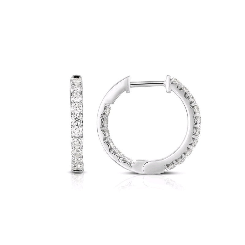 Inside Out Diamond Hoop Earrings, 2.88 Carats, 14K White Gold