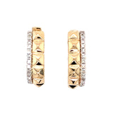 Pyramid Diamond Huggie Earrings, 14 Karat Gold