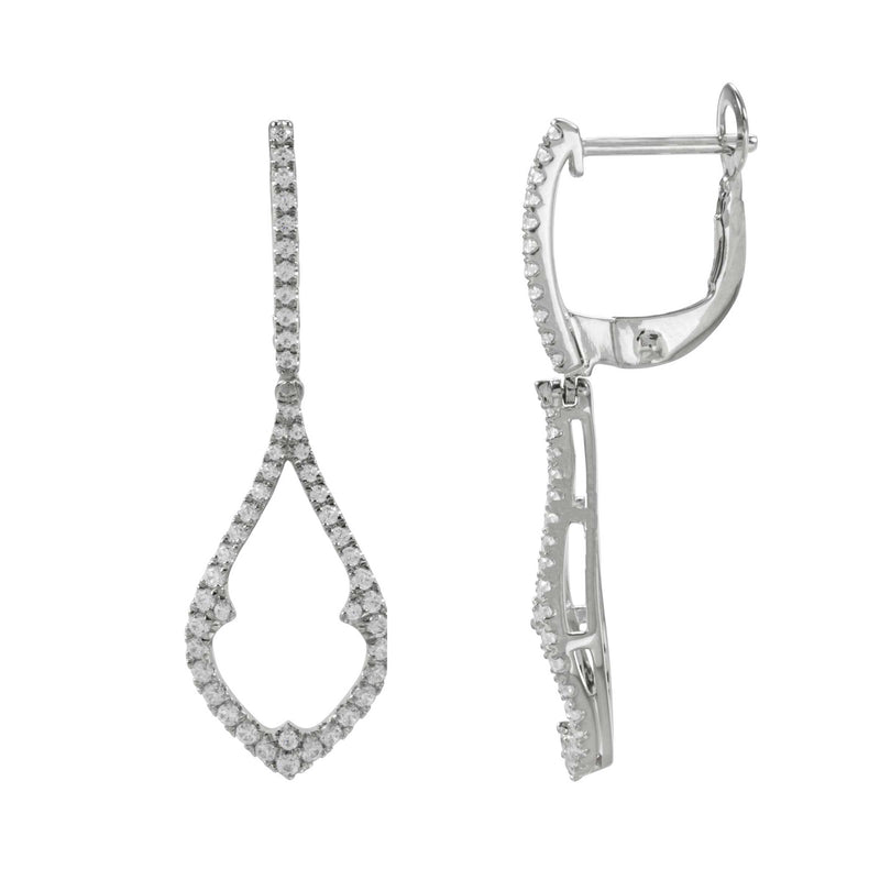 Diamond Open Drop Dangle Earrings, 18K White Gold