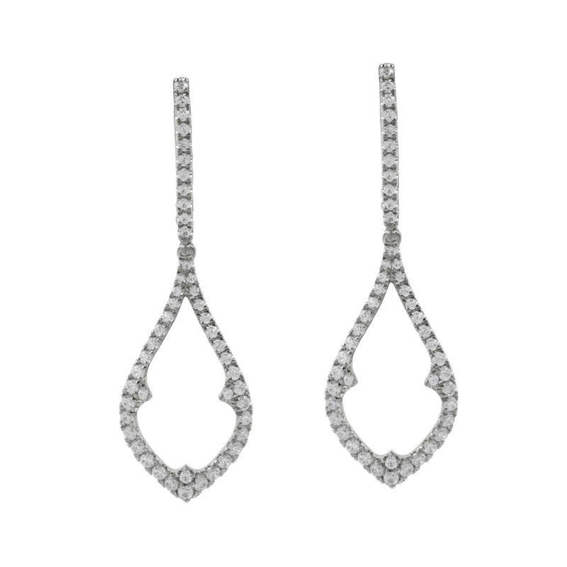 Diamond Open Drop Dangle Earrings, 18K White Gold
