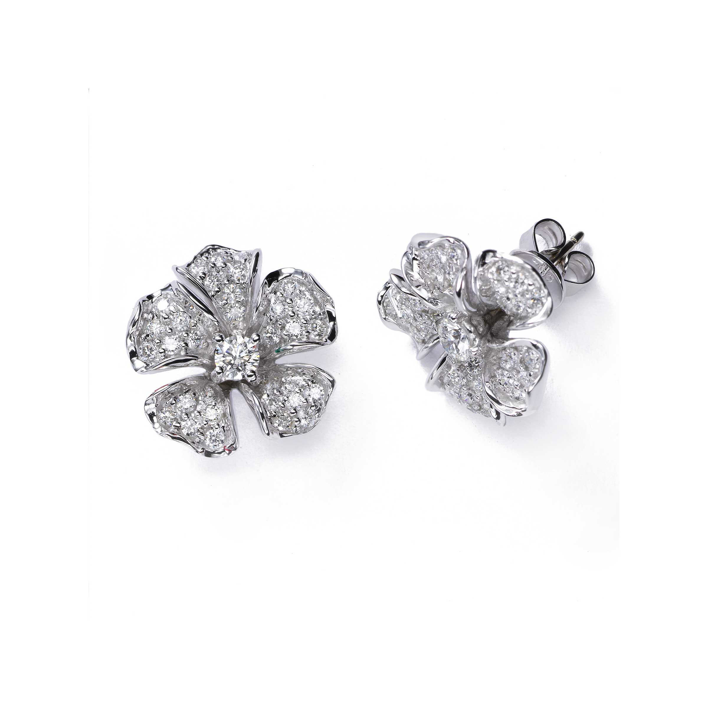 14K White Gold Cultured Pearl Scalloped Diamond Halo Stud Earrings   Josephs Jewelry Store and Jewelry Repair Stuart FL