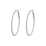 Skinny Inside Out Diamond Hoops, 1.25 Inches, 14K White Gold