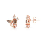 Diamond Cluster Earrings, 1.82 Carats Total, 14K Rose Gold