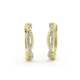Twist Design Diamond Hoop Earrings, 14K Yellow Gold