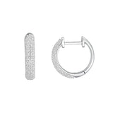 Pavé Diamond Hoop Earrings, .50 Inch, 14K White Gold