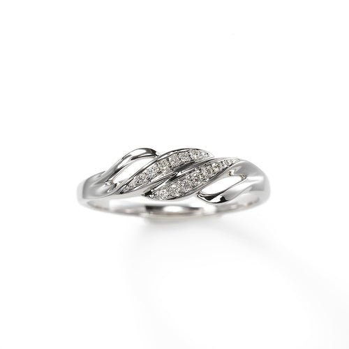 Weave Design Diamond Stacking Ring, 14K White Gold