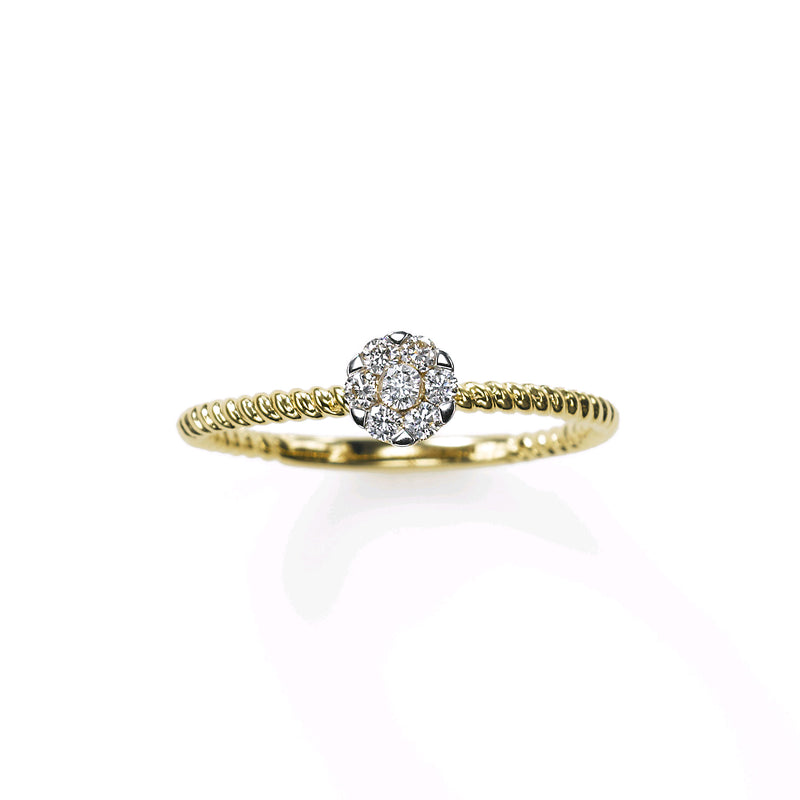 Petite Pavé Diamond Cluster Ring, 14K Yellow Gold