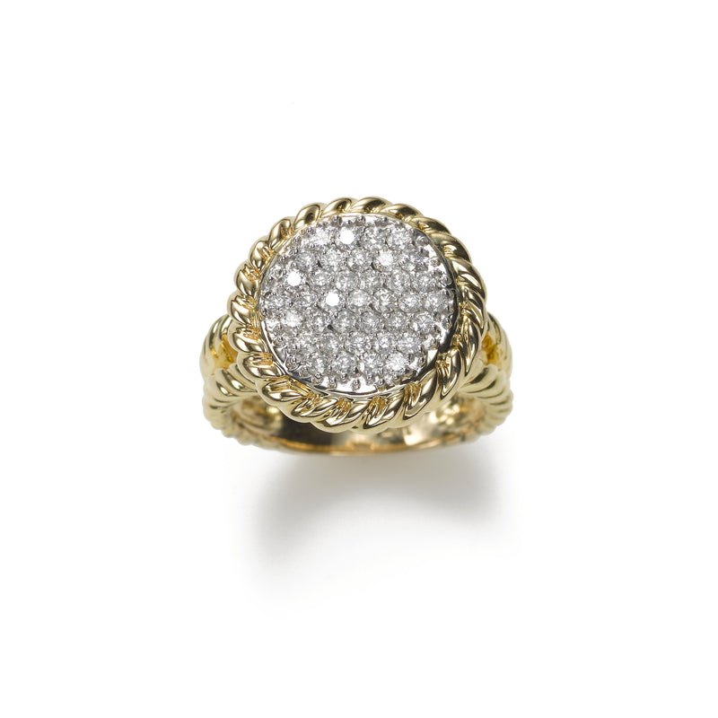 Diamond Pave Circle Ring, .60 Carat, 14K Gold