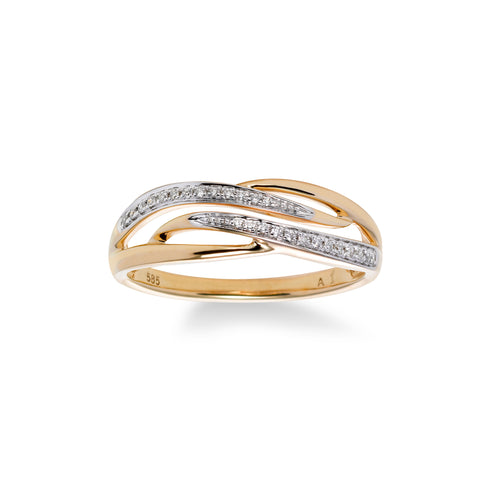 Gentle Wave Diamond Ring, 14K Yellow Gold
