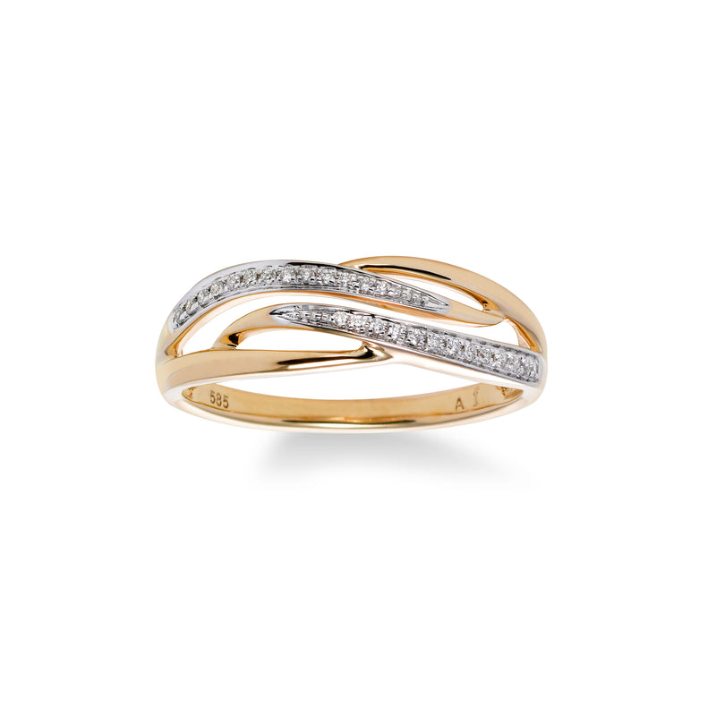 Gentle Wave Diamond Ring, 14K Yellow Gold
