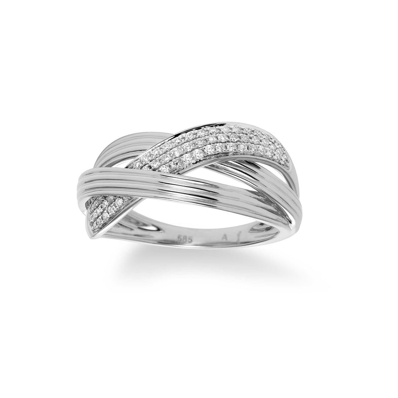 Diamond Braided Ring, 14K White Gold