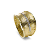 Textured Gold and Diamond Ring, 14K Yellow Gold