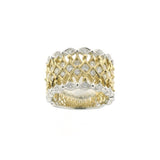 Two Tone Openwork Diamond Ring, 14 Karat Gold