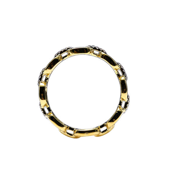 Open Link Diamond Ring, 14K Yellow Gold