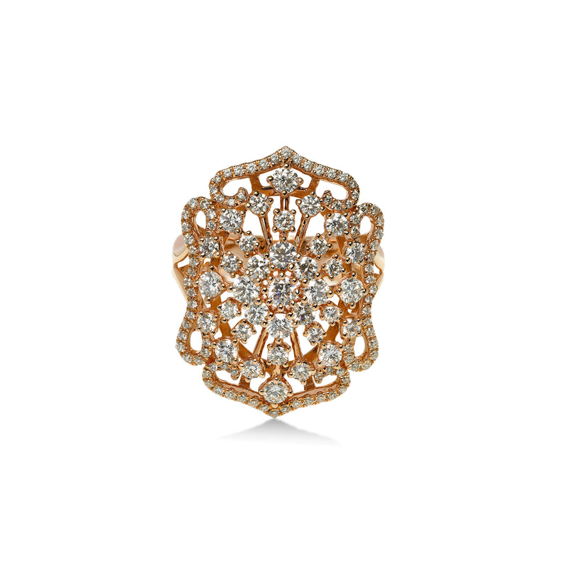 Open Design Fancy Diamond Ring, 14K Rose Gold