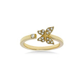 Petite Pavé Diamond Butterfly Ring, 14K Yellow Gold