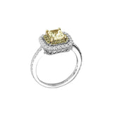 Fancy Yellow Diamond Ring with Halo, 18 Karat Gold