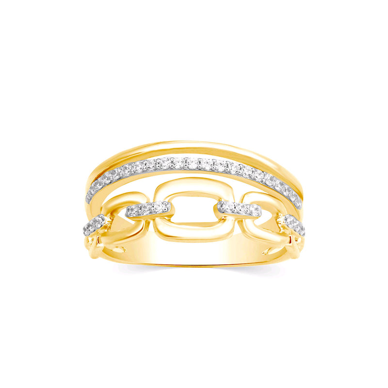 Open Design Diamond Ring, 14K Yellow Gold