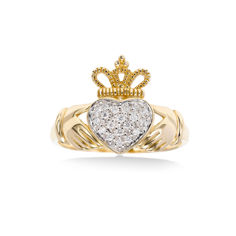 Diamond Claddagh Ring, 14 Karat Gold
