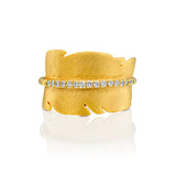 Feather Shaped Diamond Ring, 14K Yellow Gold