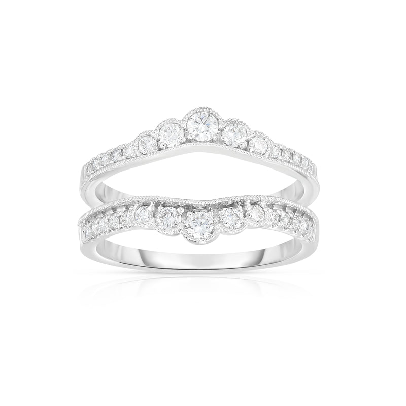 Vintage Design Diamond Insert Ring, .50 Carat, 14K White Gold