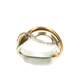 Two Tone Open Design Diamond Ring, 14 Karat Gold