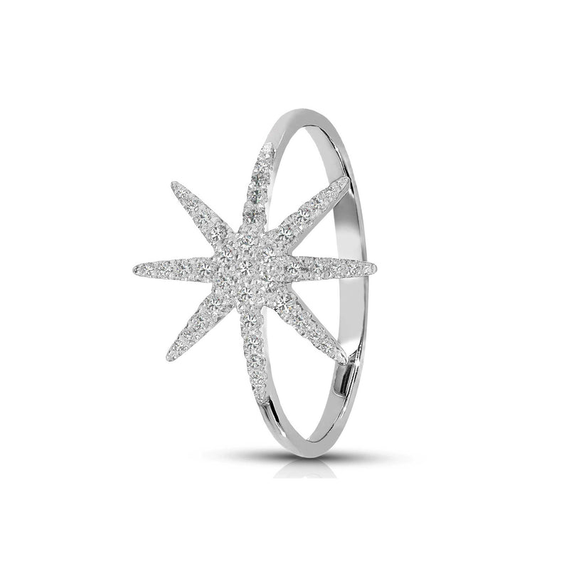 Starburst Diamond Ring, 14K White Gold