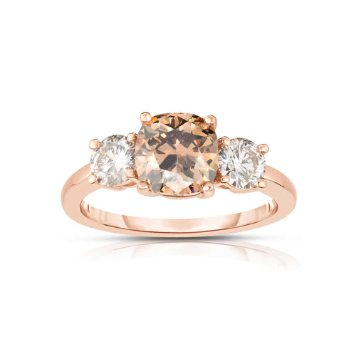 Natural Color Light Brown and White Diamond Ring, 14K Rose Gold