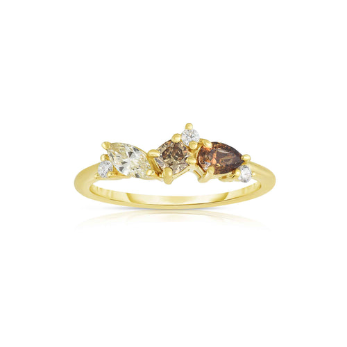 Multi Color Fancy Brown Diamond Ring, 14K Yellow Gold