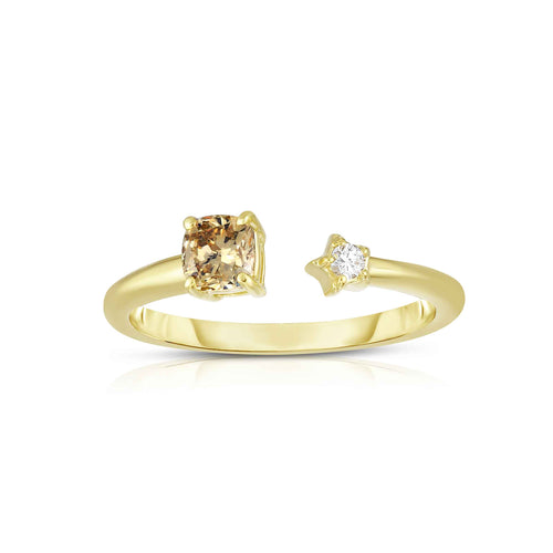 Two Stone Open Diamond Ring, 14K Yellow Gold