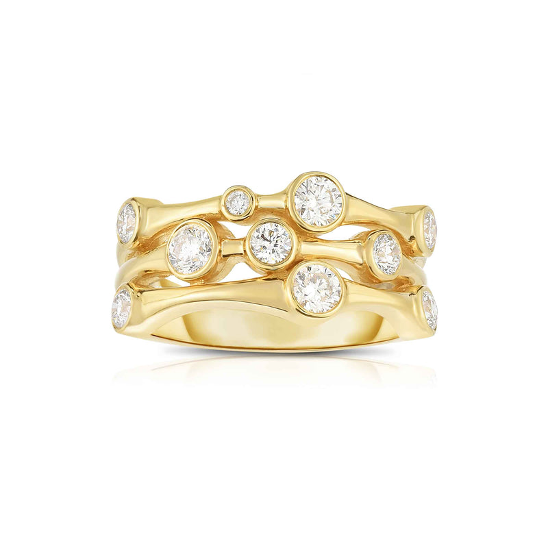 Three Strand Diamond Ring, 14K Yellow Gold