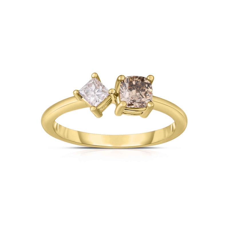 Toi Et Moi Style Diamond Ring, 14K Yellow Gold