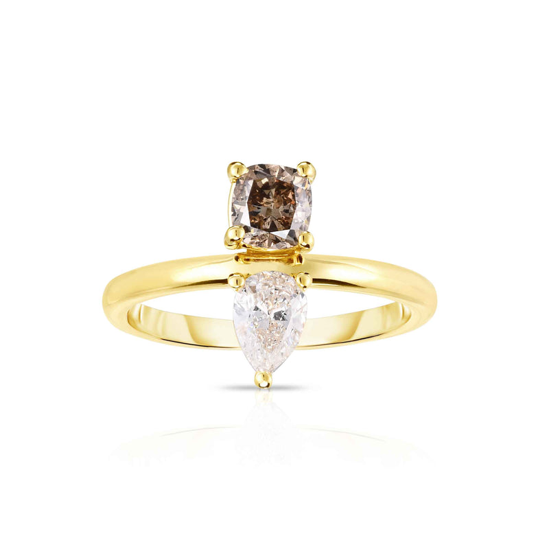 Toi Et Moi Fancy Brown Diamond Ring, 14K Yellow Gold