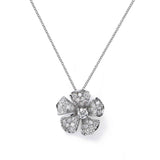 Magnolia Collection Pave Set Diamond Pendant, 18K White Gold