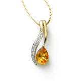 Citrine and Diamond Pendant, 14K Yellow Gold