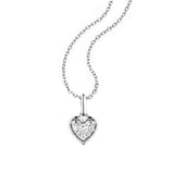 Petite Pavé Diamond Heart Pendant, 14K White Gold