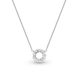 Small Open Circle Diamond Necklace, 14K White Gold