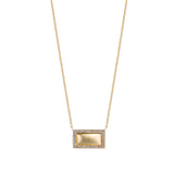 Diamond Framed Satin Finish Necklace, 18K Yellow Gold