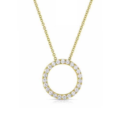 Open Diamond Circle Necklace, 14K Yellow Gold
